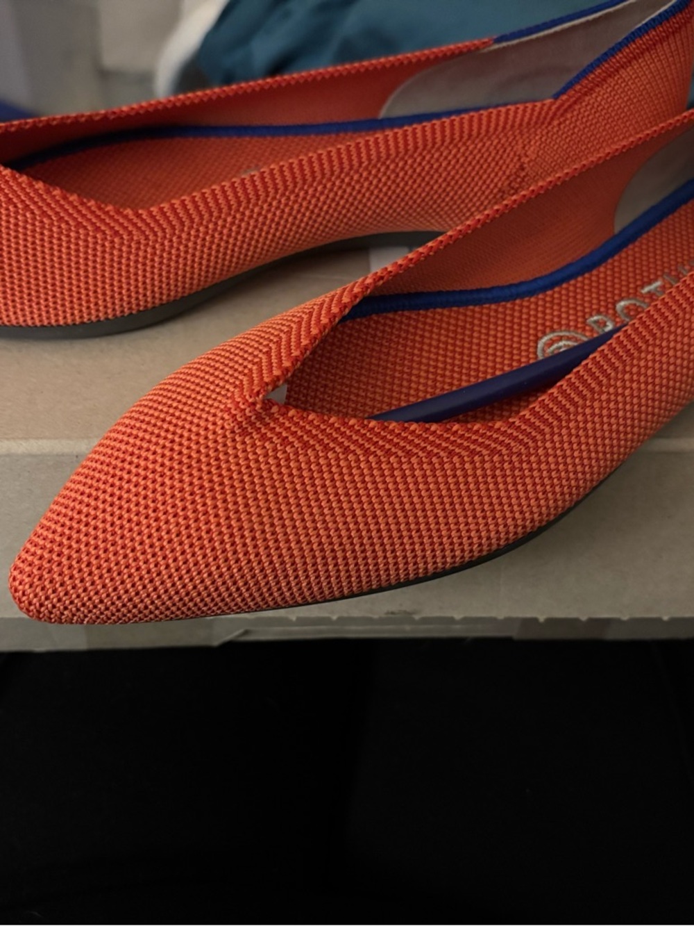Rothy's Orange Pointed-Toe Knit Flats
